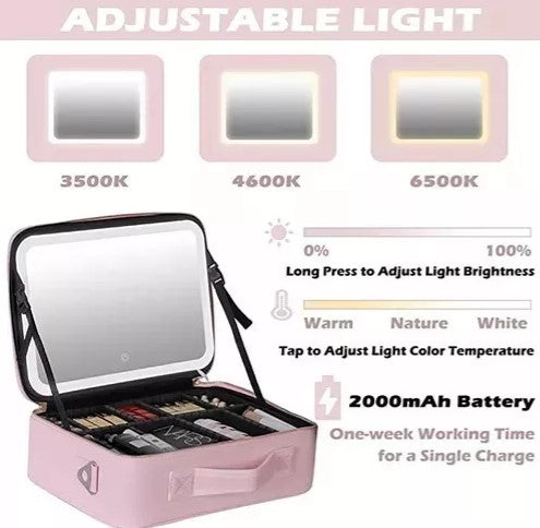 Estuche De Maquillaje Inteligente Con Espejo Y Luz Led